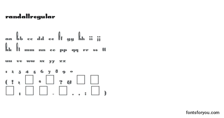 Schriftart RandallRegular – Alphabet, Zahlen, spezielle Symbole
