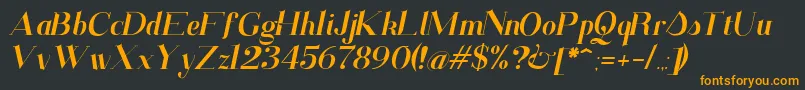 フォントSantanderItalic – 黒い背景にオレンジの文字