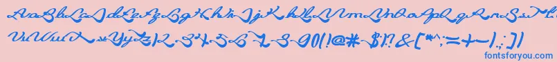 BlessingSon-Schriftart – Blaue Schriften auf rosa Hintergrund