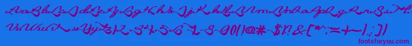 BlessingSon-Schriftart – Violette Schriften auf blauem Hintergrund