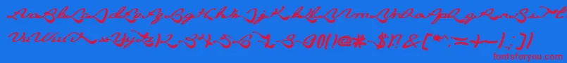 BlessingSon-Schriftart – Rote Schriften auf blauem Hintergrund