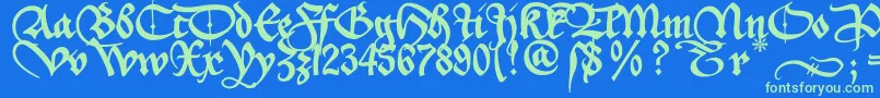 Aeiou2u Font – Green Fonts on Blue Background