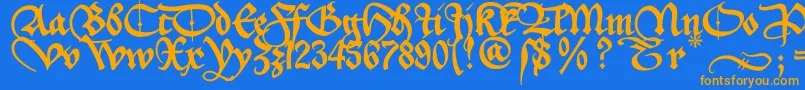 Aeiou2u Font – Orange Fonts on Blue Background