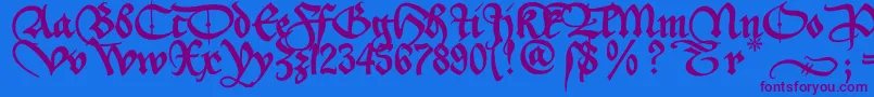 Aeiou2u Font – Purple Fonts on Blue Background