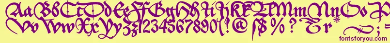 Aeiou2u Font – Purple Fonts on Yellow Background