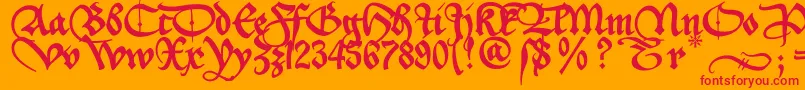 フォントAeiou2u – オレンジの背景に赤い文字