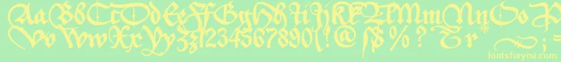 Aeiou2u Font – Yellow Fonts on Green Background