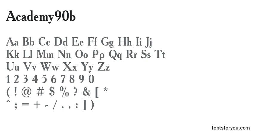 Czcionka Academy90b – alfabet, cyfry, specjalne znaki