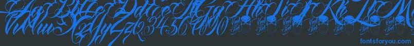QueenAnhaScript Font – Blue Fonts on Black Background