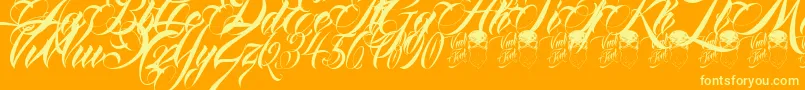 フォントQueenAnhaScript – オレンジの背景に黄色の文字
