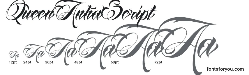 QueenAnhaScript Font Sizes
