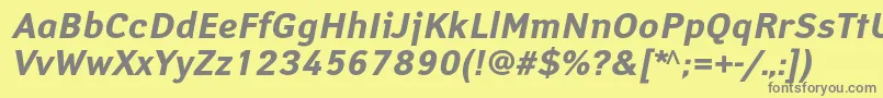 フォントYanuscBolditalic – 黄色の背景に灰色の文字