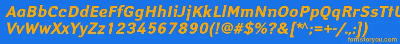 フォントYanuscBolditalic – オレンジ色の文字が青い背景にあります。