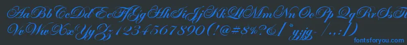 EdwardianScrItcTtBold Font – Blue Fonts on Black Background