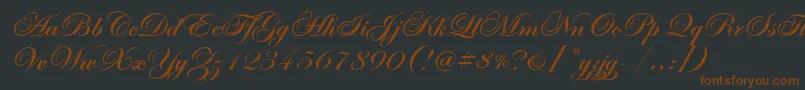 EdwardianScrItcTtBold-Schriftart – Braune Schriften auf schwarzem Hintergrund