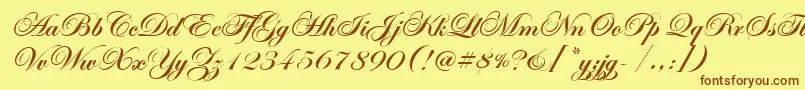 EdwardianScrItcTtBold Font – Brown Fonts on Yellow Background
