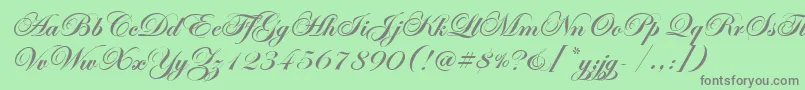 フォントEdwardianScrItcTtBold – 緑の背景に灰色の文字