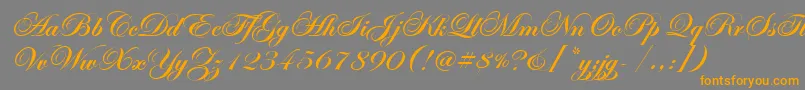 EdwardianScrItcTtBold-Schriftart – Orangefarbene Schriften auf grauem Hintergrund