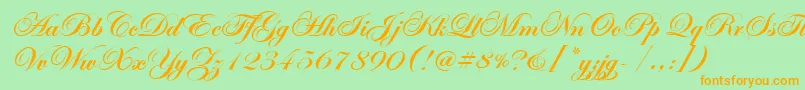 EdwardianScrItcTtBold Font – Orange Fonts on Green Background