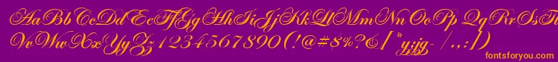 EdwardianScrItcTtBold Font – Orange Fonts on Purple Background