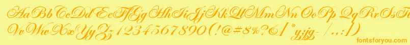 EdwardianScrItcTtBold Font – Orange Fonts on Yellow Background