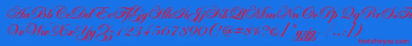 EdwardianScrItcTtBold Font – Red Fonts on Blue Background