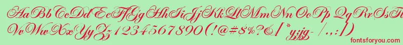 EdwardianScrItcTtBold Font – Red Fonts on Green Background