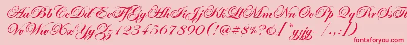 Fonte EdwardianScrItcTtBold – fontes vermelhas em um fundo rosa