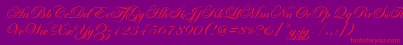 More about EdwardianScrItcTtBold Font EdwardianScrItcTtBold Font – Red Fonts on Purple Background