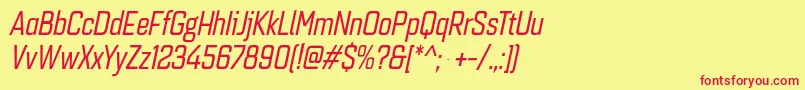 Quarcacondregularitalic Font – Red Fonts on Yellow Background