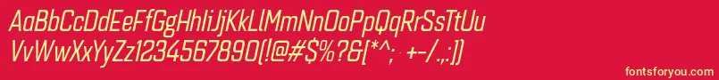 フォントQuarcacondregularitalic – 黄色の文字、赤い背景