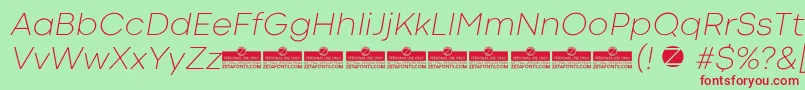 CodecColdExtralightItalicTrial Font – Red Fonts on Green Background