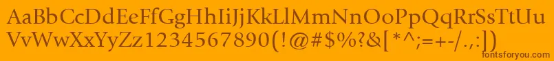 ItcGiovanniLtBook-Schriftart – Braune Schriften auf orangefarbenem Hintergrund