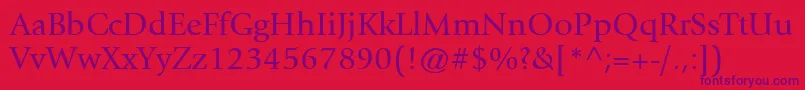 ItcGiovanniLtBook Font – Purple Fonts on Red Background