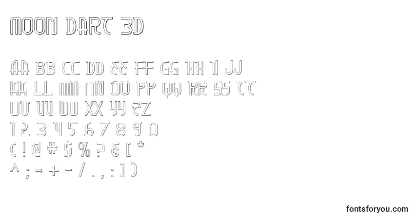 Schriftart Moon Dart 3D – Alphabet, Zahlen, spezielle Symbole