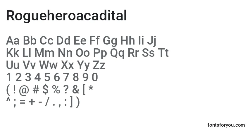 A fonte Rogueheroacadital – alfabeto, números, caracteres especiais