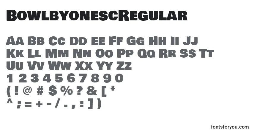 Schriftart BowlbyonescRegular – Alphabet, Zahlen, spezielle Symbole