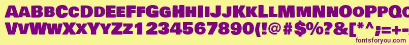 BowlbyonescRegular Font – Purple Fonts on Yellow Background