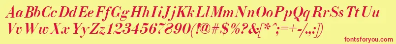 Шрифт ElizAzPsItalic – красные шрифты на жёлтом фоне