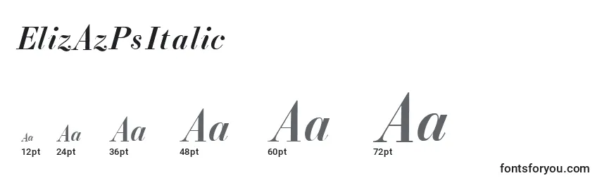Размеры шрифта ElizAzPsItalic