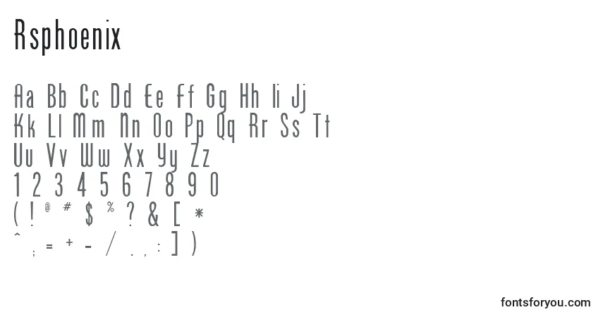 Schriftart Rsphoenix – Alphabet, Zahlen, spezielle Symbole