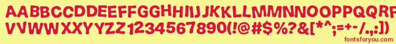 CakeNTruffles-fontti – punaiset fontit keltaisella taustalla