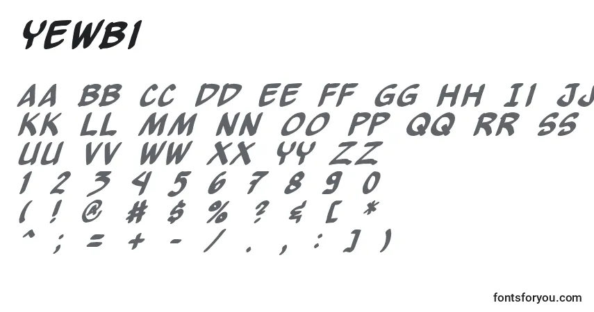 A fonte Yewbi – alfabeto, números, caracteres especiais