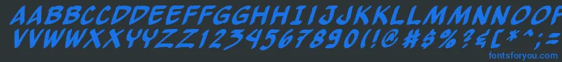 Yewbi-Schriftart – Blaue Schriften auf schwarzem Hintergrund