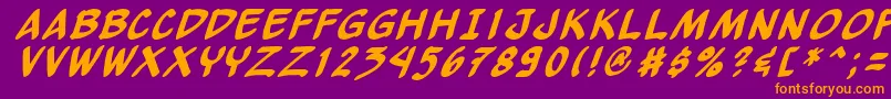 Yewbi-Schriftart – Orangefarbene Schriften auf violettem Hintergrund