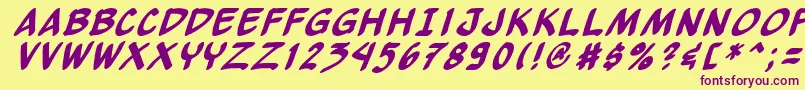 Yewbi-Schriftart – Violette Schriften auf gelbem Hintergrund