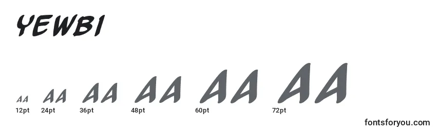 Размеры шрифта Yewbi