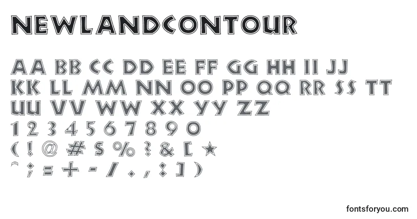 Newlandcontour-fontti – aakkoset, numerot, erikoismerkit