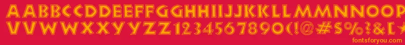 Newlandcontour Font – Orange Fonts on Red Background