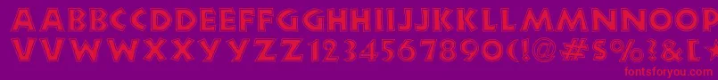 Newlandcontour-Schriftart – Rote Schriften auf violettem Hintergrund